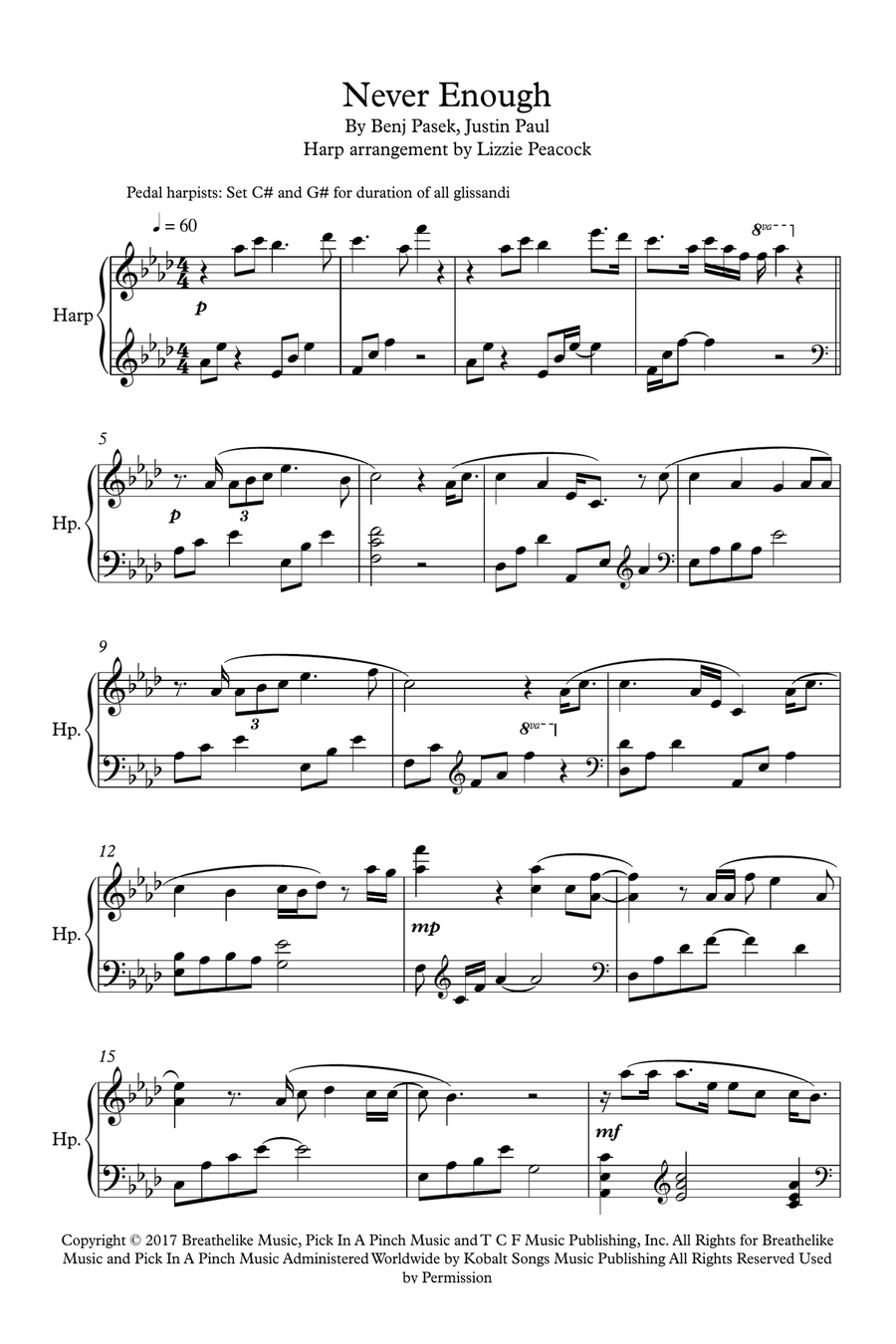 Never Enough Harp scores gallery preview page 1