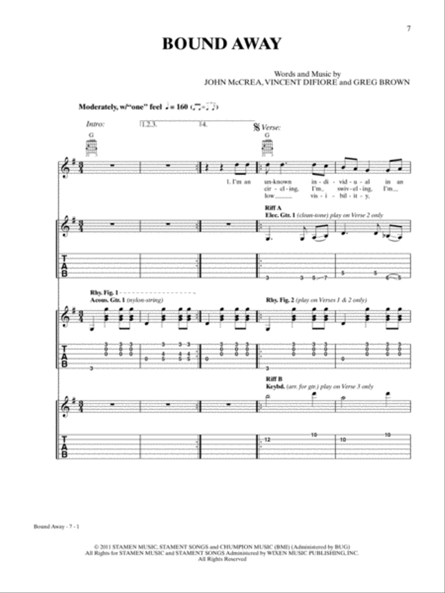 Bound Away Guitar Tablature scores gallery preview page 1