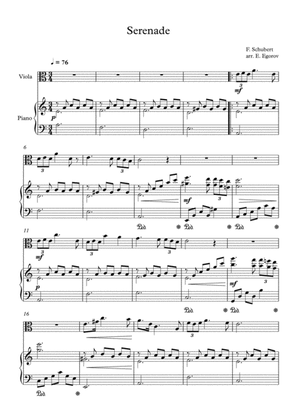 Book cover for Serenade, Franz Schubert, For Viola & Piano