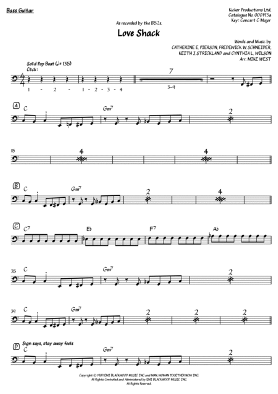 Love Shack Bass Guitar scores gallery preview page 2