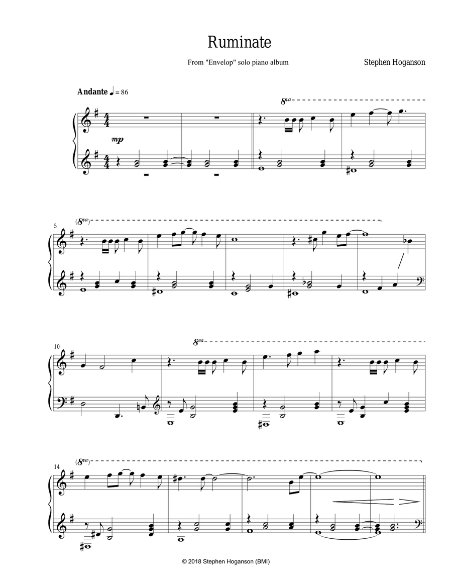 Ruminate Ruminate Piano Solo scores gallery preview page 1