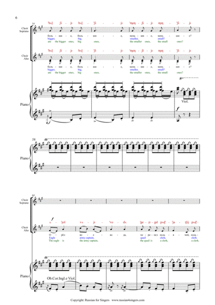 "Snowmaiden": Song and Dance of Birds DICTION SCORE w IPA & translation