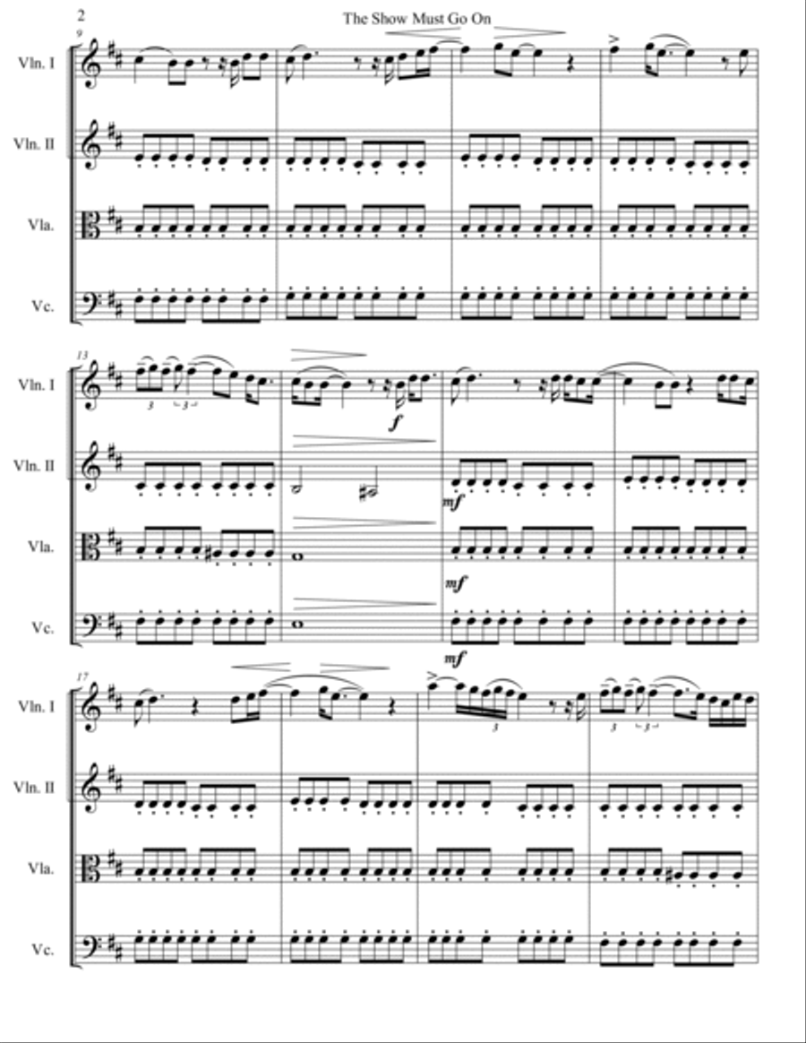 The Show Must Go On String Quartet scores gallery preview page 3