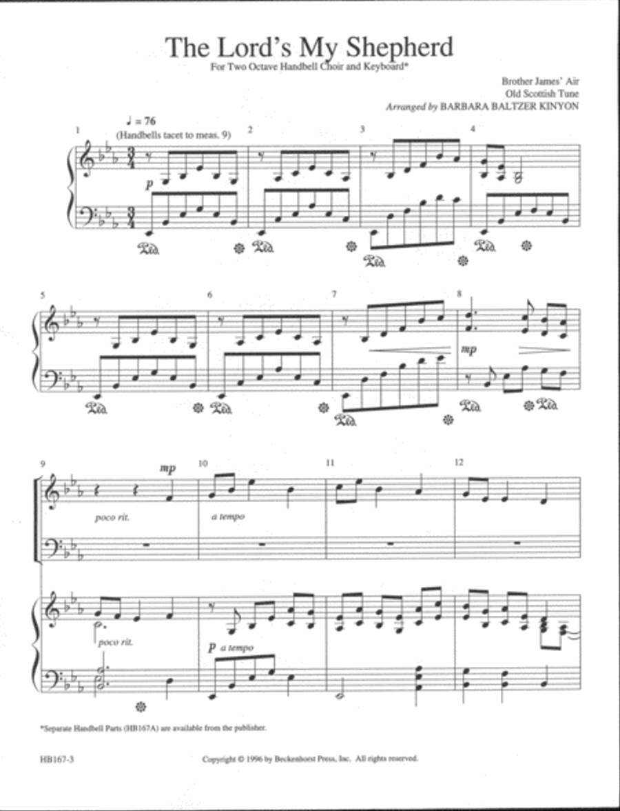 The Lord's My Shepherd - full score Handbell Choir scores gallery preview page 2