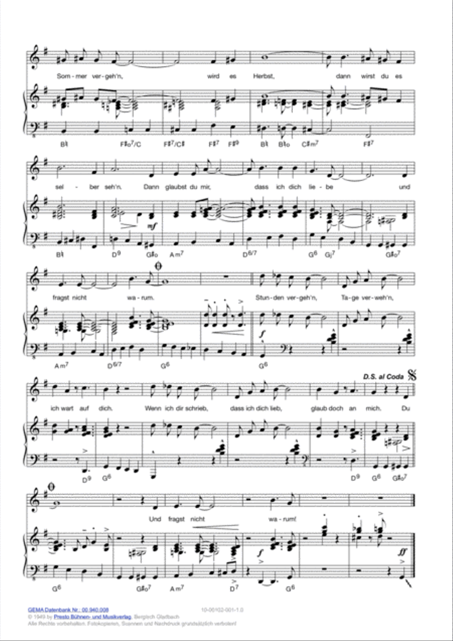Du glaubst mir nicht, dass ich dich liebe Piano, Vocal, Guitar scores gallery preview page 3