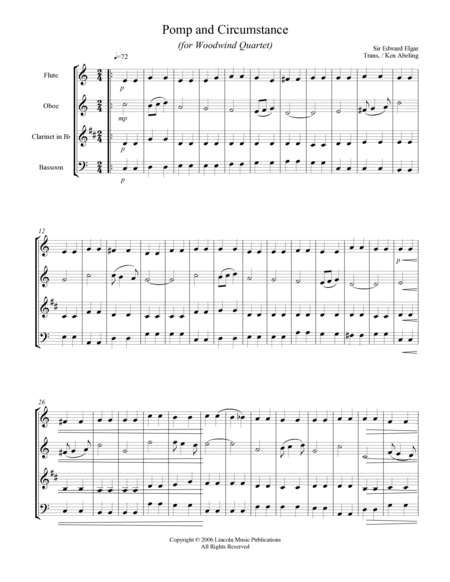 Pomp and Cirumstance (for Woodwind Quartet) image number null