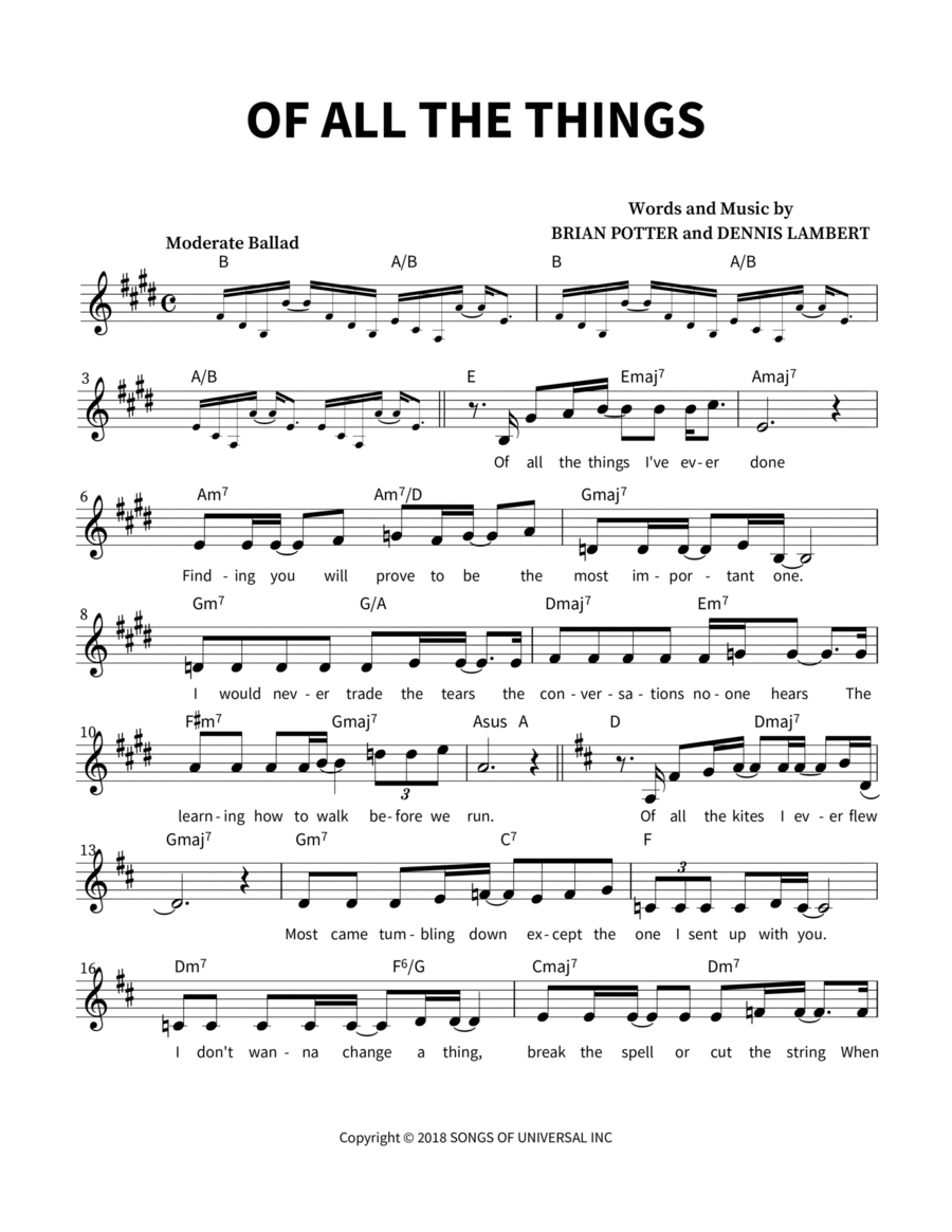 Of All The Things Piano scores gallery preview page 1