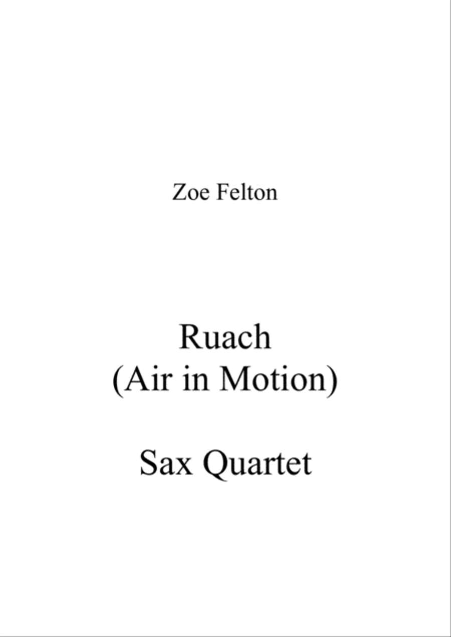 Ruach (Air in Motion) for Saxophone Quartet Saxophone Quartet scores gallery preview page 1