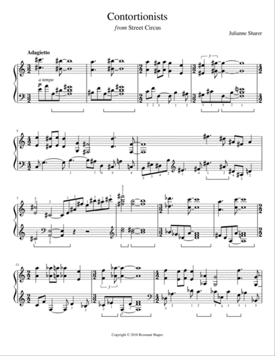 Contortionists Piano Solo scores gallery preview page 2