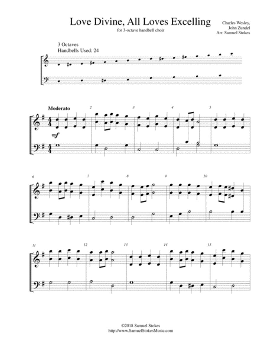 Love Divine, All Loves Excelling - for 3-octave handbell choir 3-Octaves scores gallery preview page 1
