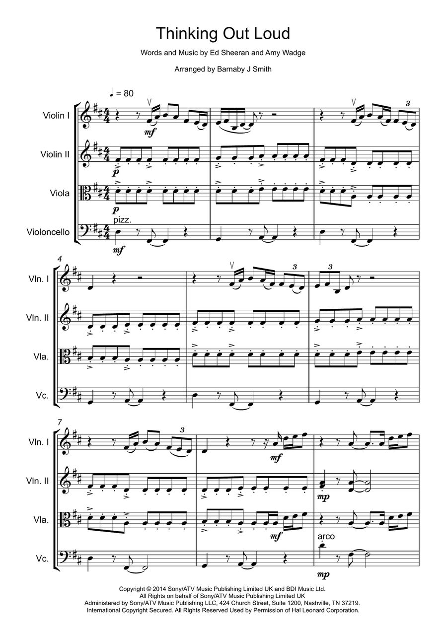 Thinking Out Loud String Quartet scores gallery preview page 5