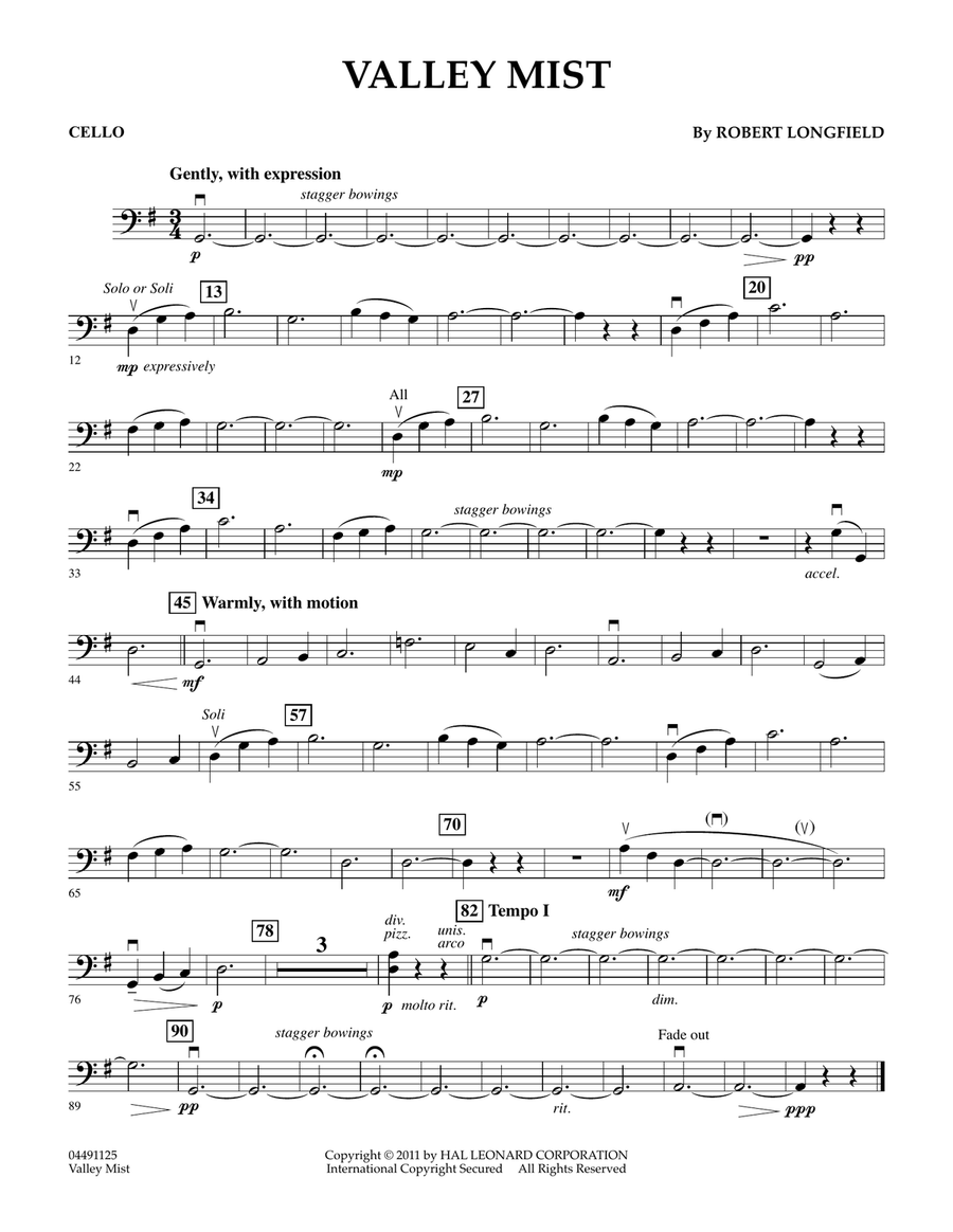 Valley Mist - Cello Orchestra scores gallery preview page 1