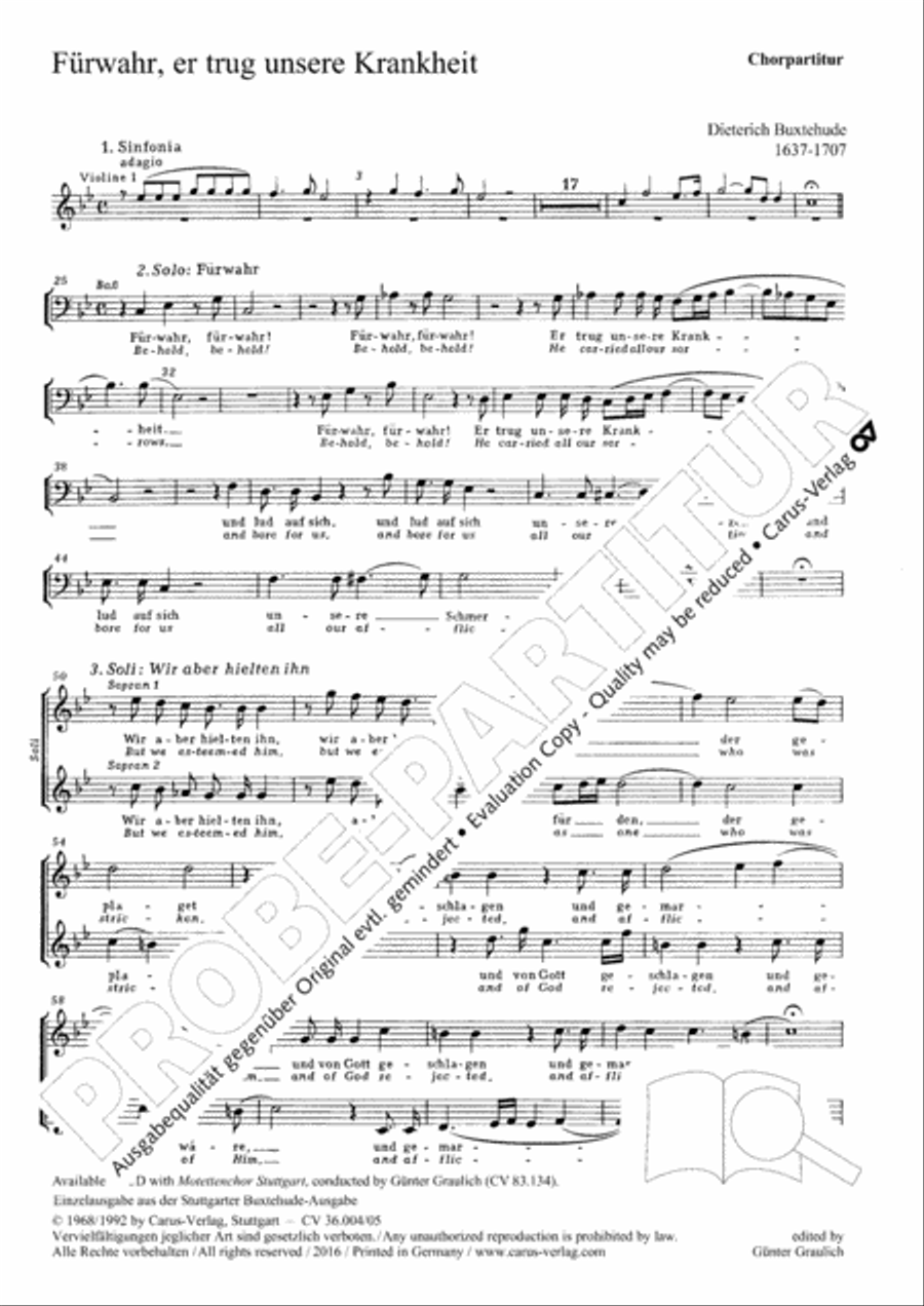 Behold, he carried all our sorrows (Furwahr, er trug unsere Krankheit) SSATB scores gallery preview page 2