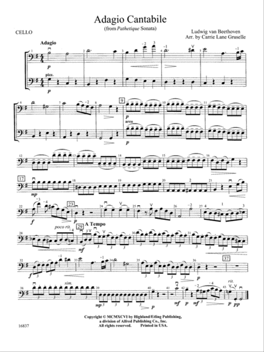 Adagio Cantabile: Cello Adagio Cantabile: Cello String Orchestra scores gallery preview page 1
