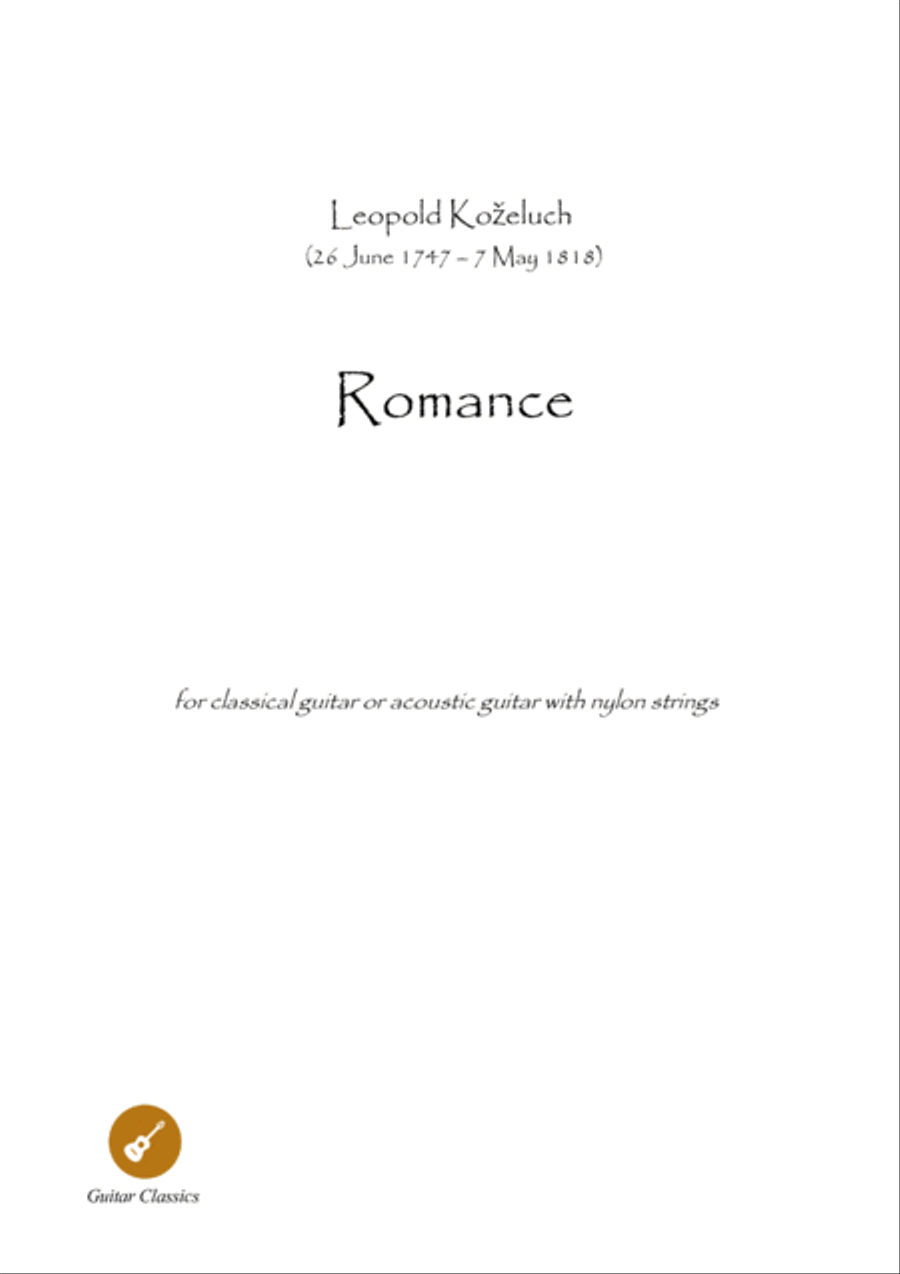 Book cover for Guitar Classics Romance by Kozeluch