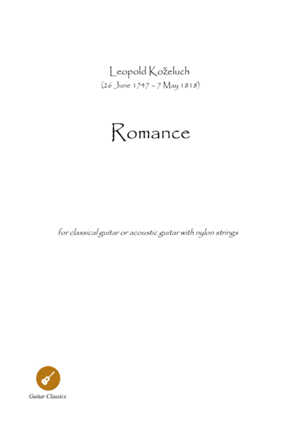 Guitar Classics Romance by Kozeluch