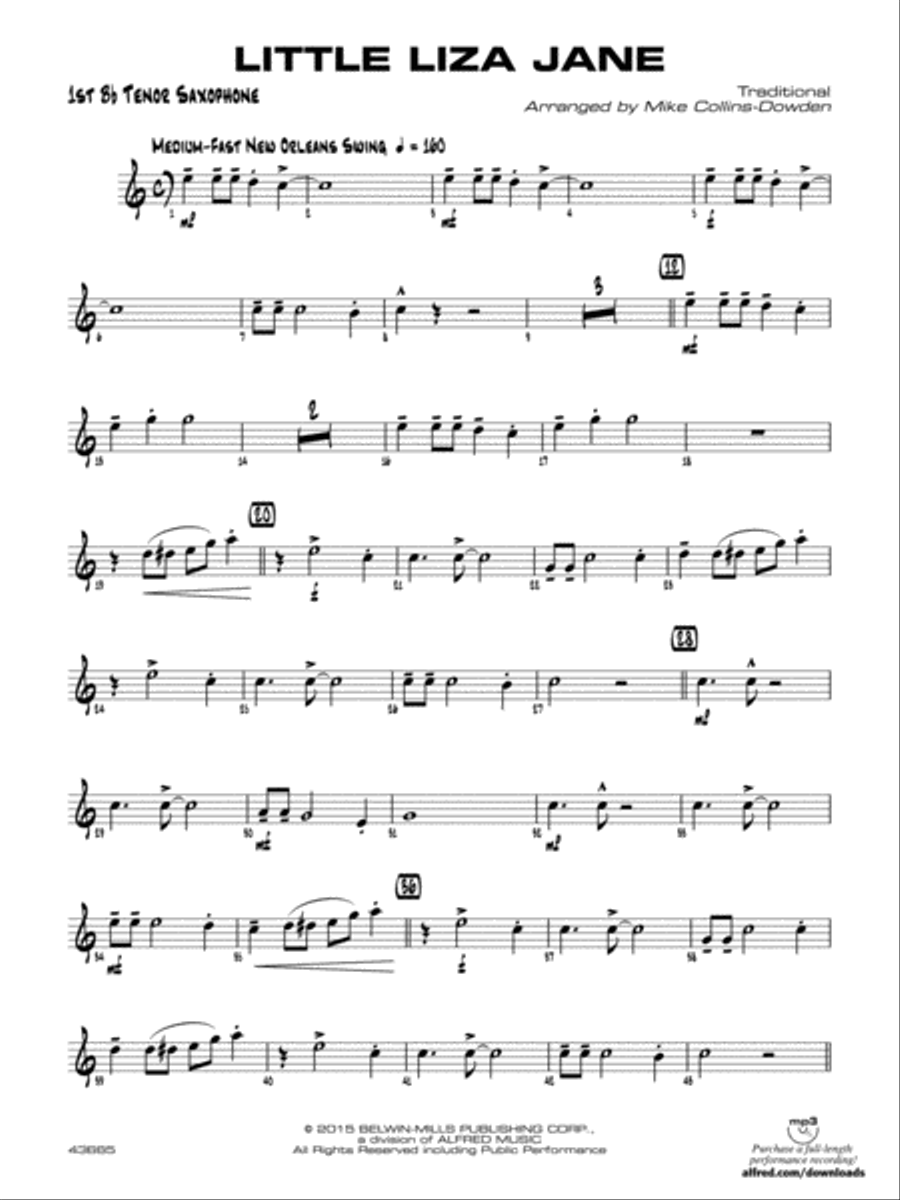 Little Liza Jane: B-flat Tenor Saxophone Jazz Ensemble scores gallery preview page 1