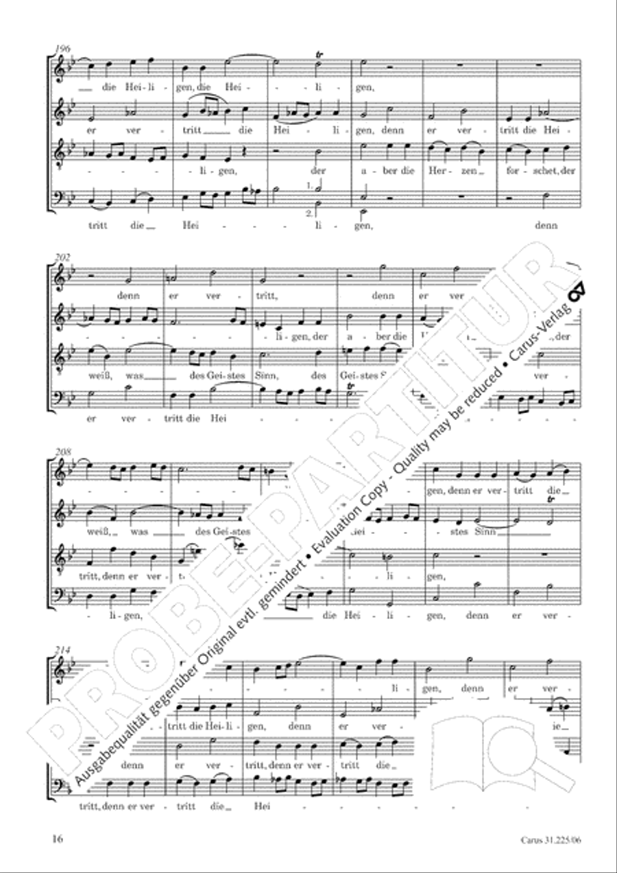 The Spirit makes our weakness strong (Der Geist hilft unser Schwachheit auf) 4-Part scores gallery preview page 17