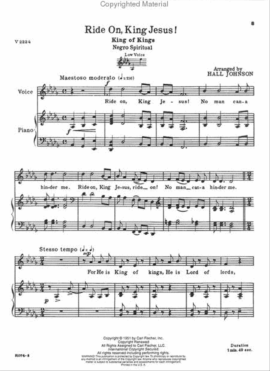 Ride On, King Jesus (King of Kings) Low Voice scores gallery preview page 2