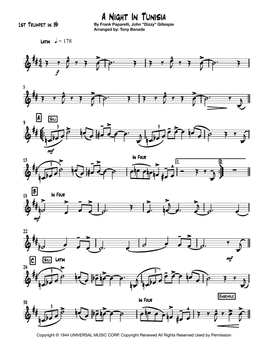 A Night In Tunisia Small Ensemble scores gallery preview page 1