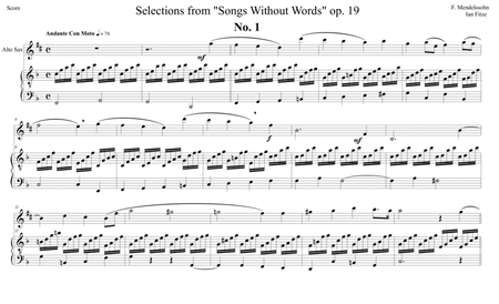 3 Selections from 'Songs Without Words" Op.19 nos. 1, 4&6 image number null