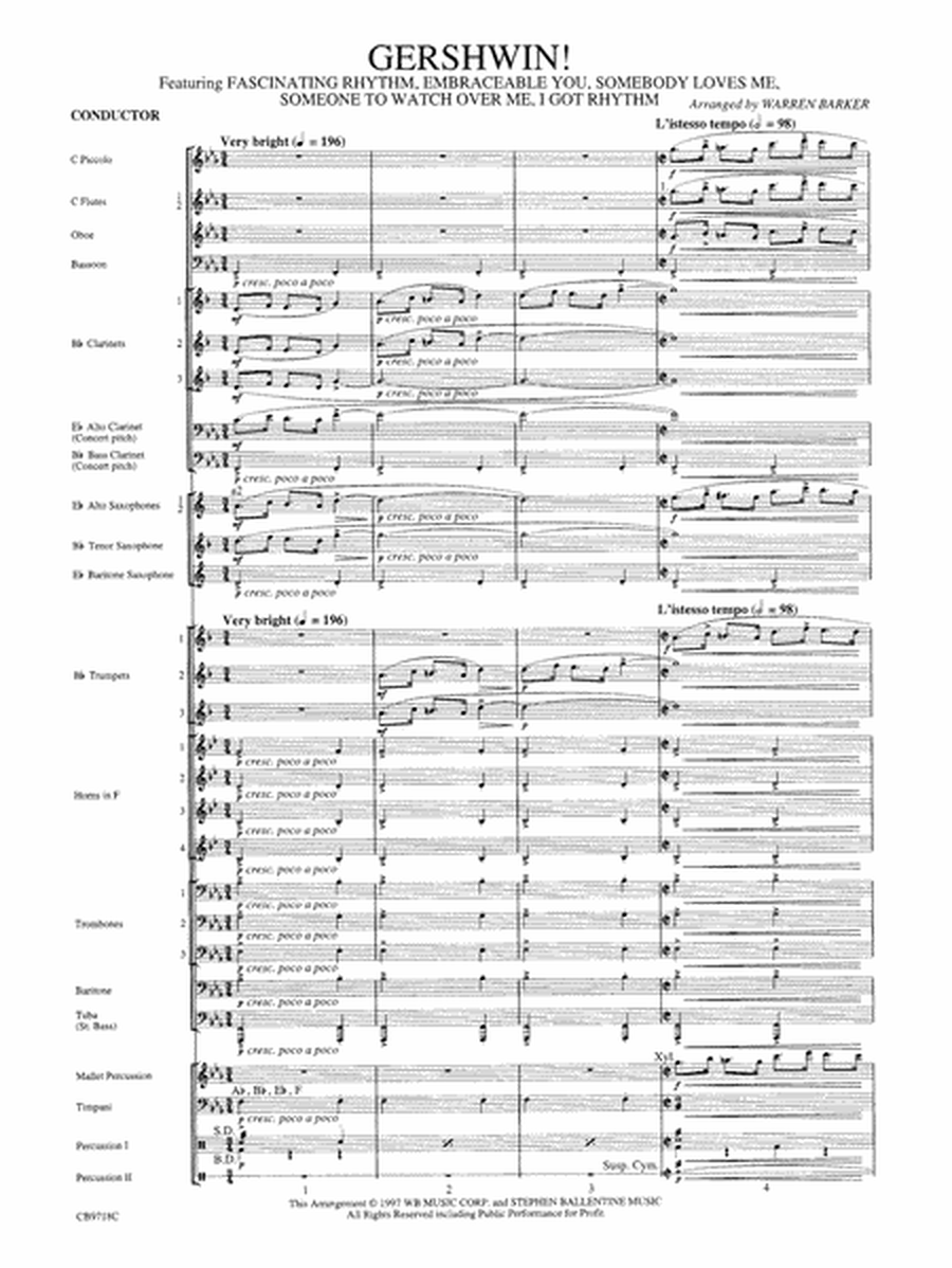 Gershwin! (Medley): Score