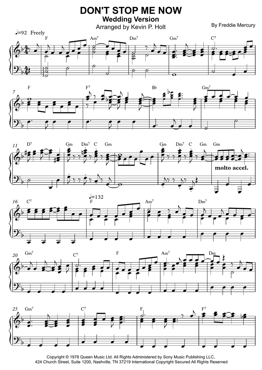 Don't Stop Me Now Piano Method scores gallery preview page 1