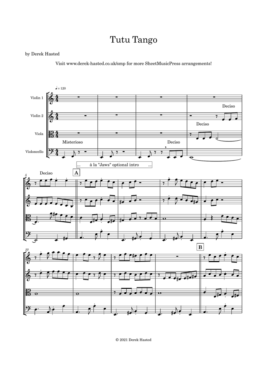 Tutu Tango - accessible & fun String Quartet String Quartet scores gallery preview page 4