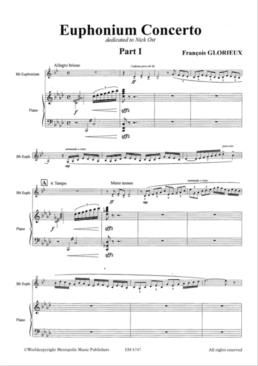 Euphonium Concerto for Euphonium and Piano Euphonium scores gallery preview page 2