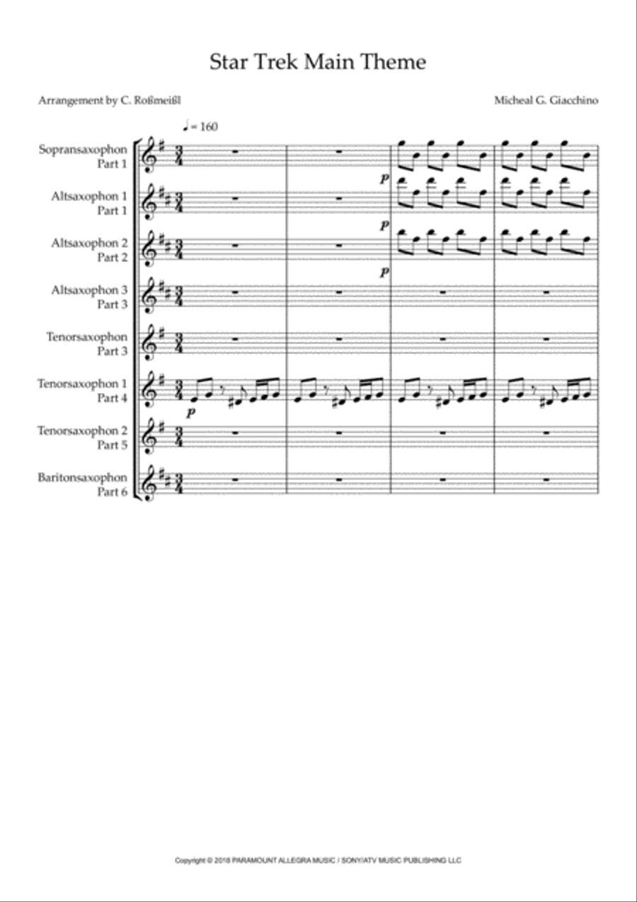 Star Trek Main Theme Woodwind Quintet scores gallery preview page 2
