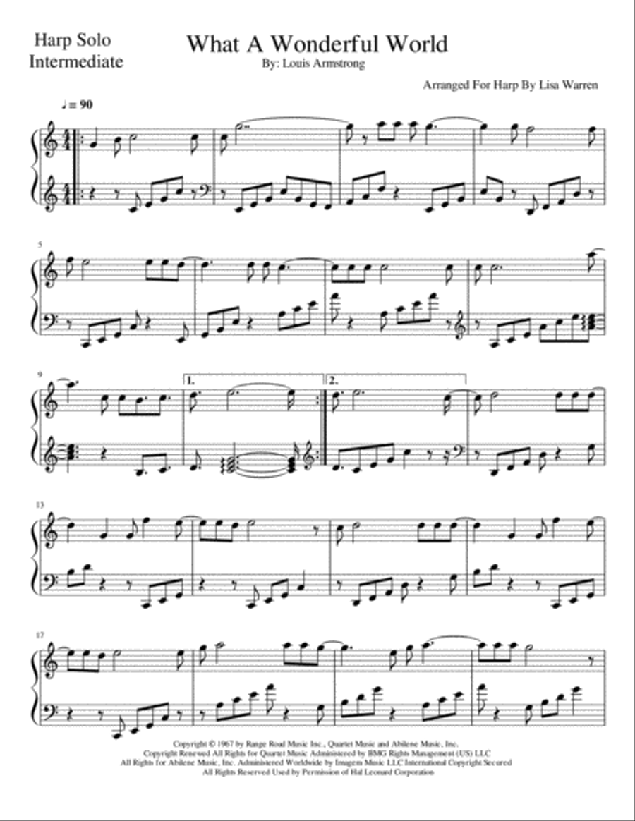 What A Wonderful World Harp scores gallery preview page 1