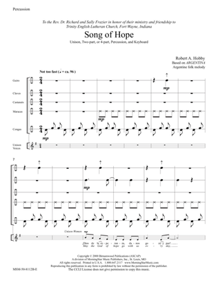 Book cover for Song of Hope (Percussion Parts)