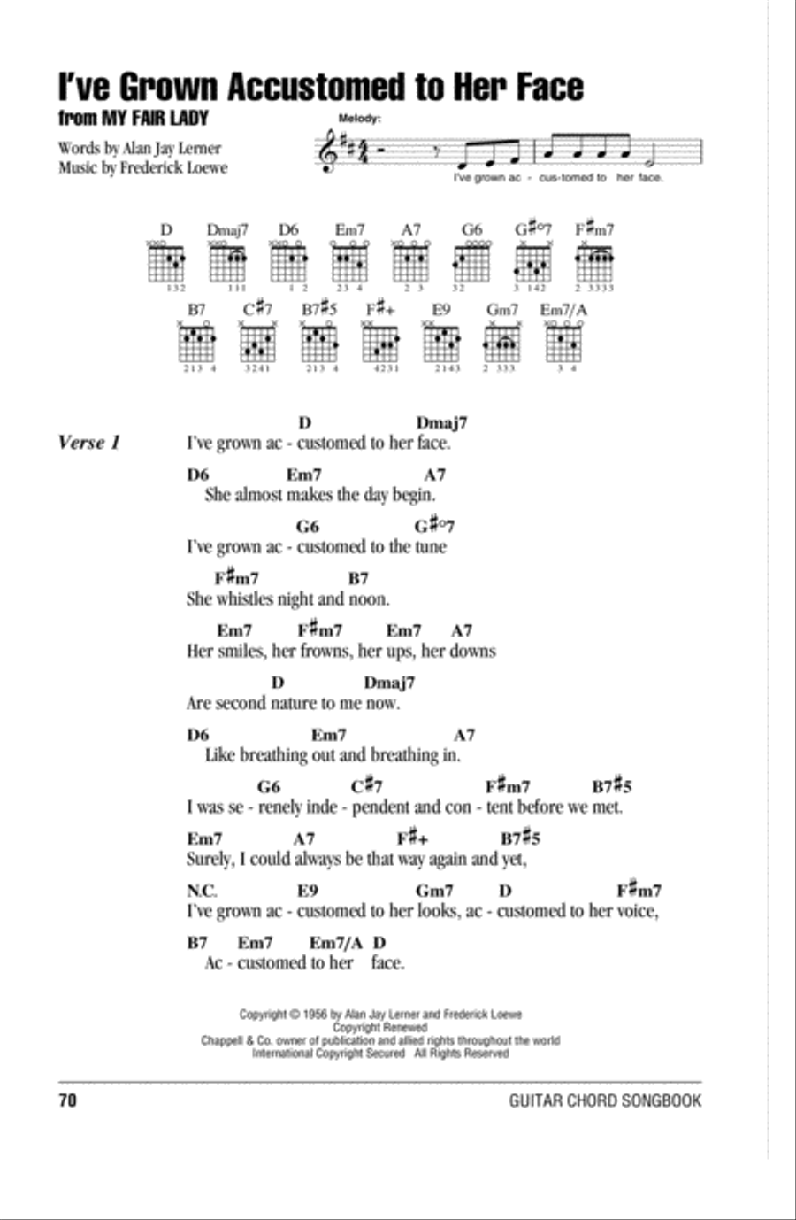I've Grown Accustomed To Her Face Easy Guitar scores gallery preview page 1