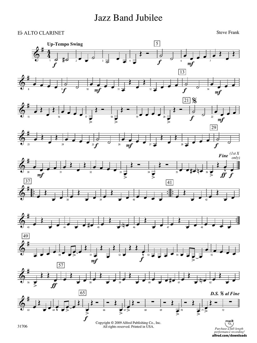 Jazz Band Jubilee: (World Part) E-flat Alto Clarinet