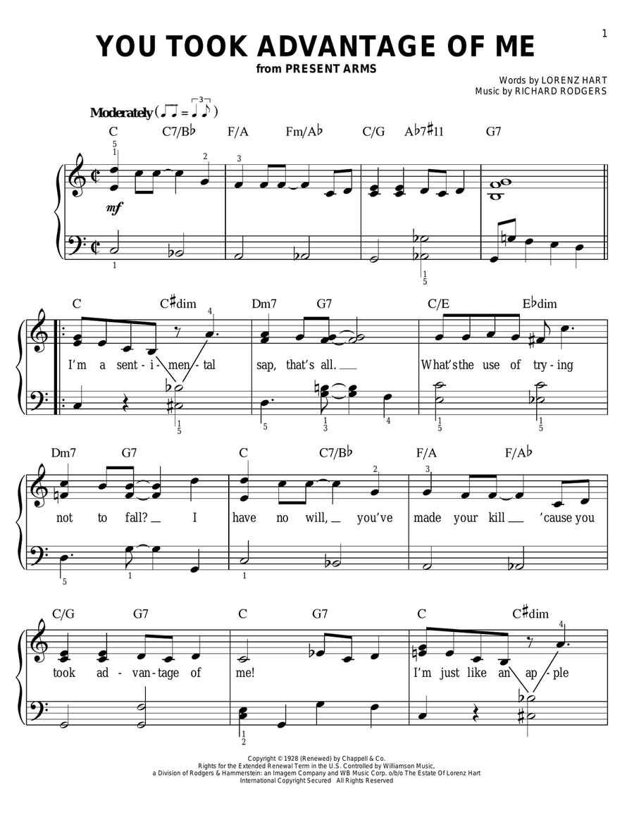 You Took Advantage Of Me You Took Advantage Of Me Voice scores gallery preview page 1