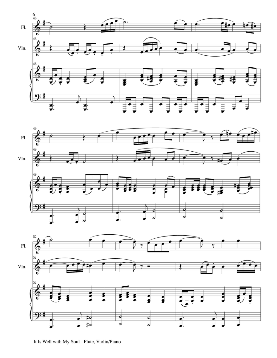 IT IS WELL WITH MY SOUL (Trio - Flute, Violin, Piano with Score and Parts) Small Ensemble scores gallery preview page 6