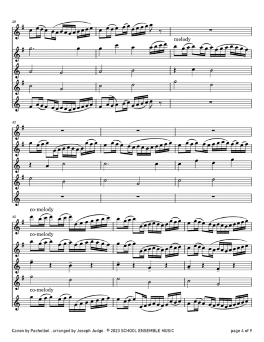 Canon by Pachelbel for Saxophone Quartet in Schools Canon by Pachelbel for Saxophone Quartet in Schools Saxophone Quartet scores gallery preview page 4