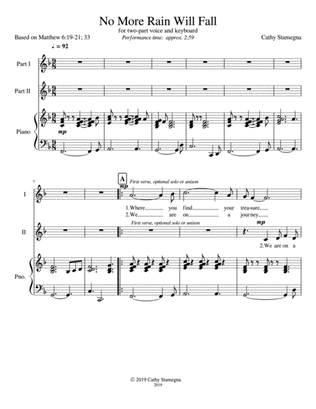No More Rain Will Fall (2-Part Choir, Piano)