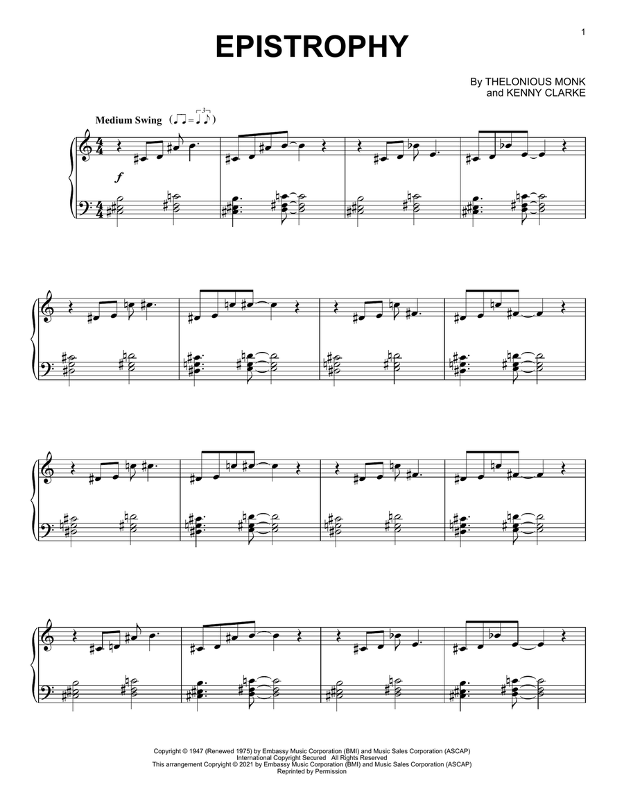 Epistrophy Epistrophy Piano Solo scores gallery preview page 1
