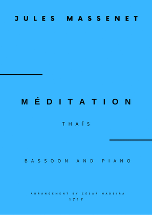Book cover for Meditation from Thais - Bassoon and Piano (Full Score and Parts)