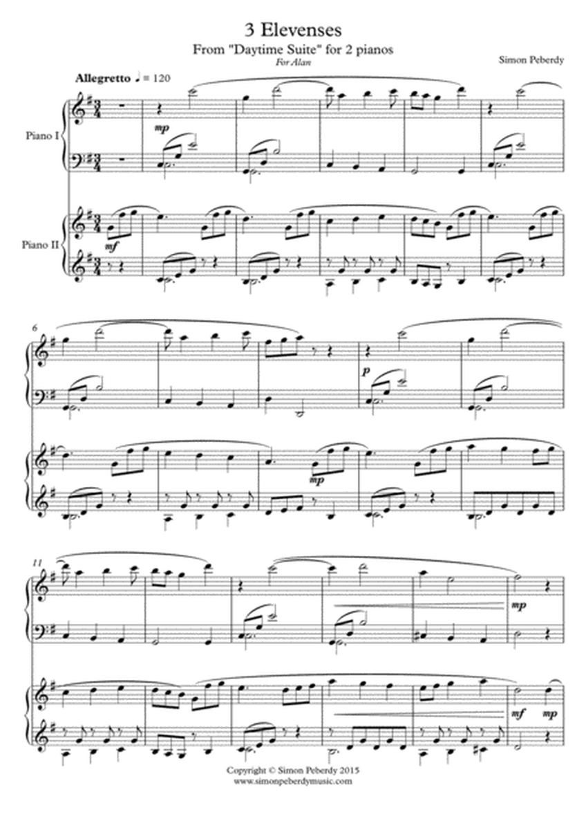 Elevenses for 2 pianos, 4 hands by Simon Peberdy, from Daytime Suite image number null