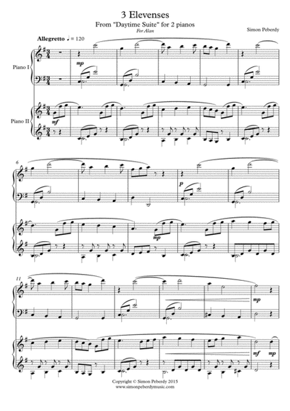 Elevenses for 2 pianos, 4 hands by Simon Peberdy, from Daytime Suite image number null