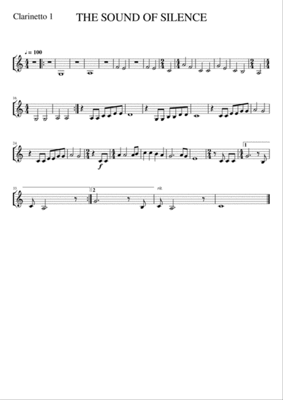 The Sound Of Silence Clarinet scores gallery preview page 4