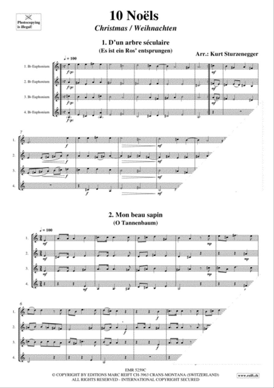 10 Noels Euphonium Quartet scores gallery preview page 3