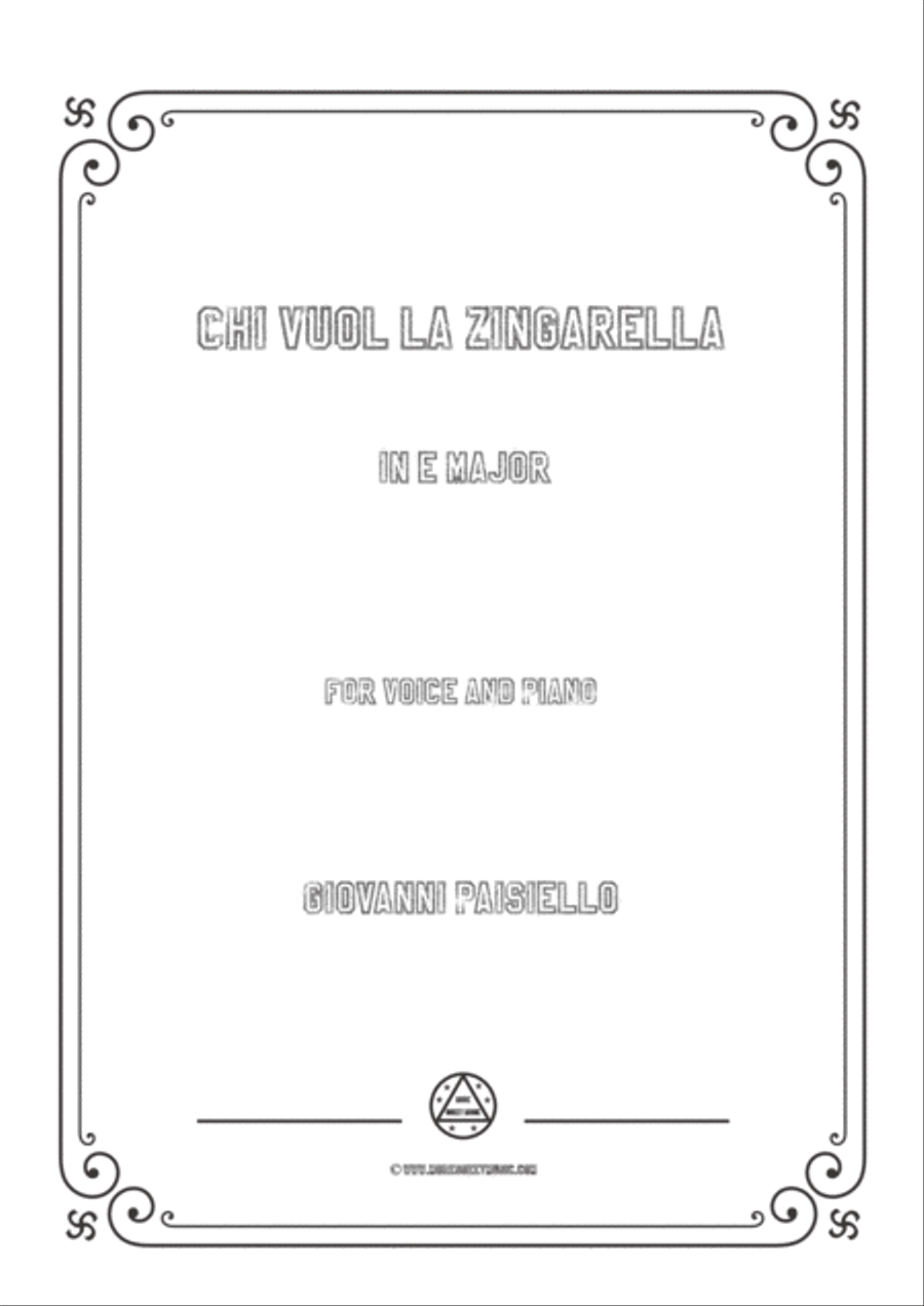 Paisiello-Chi Vuol la zingarella in E Major,for Voice and Piano Voice Solo scores gallery preview page 1
