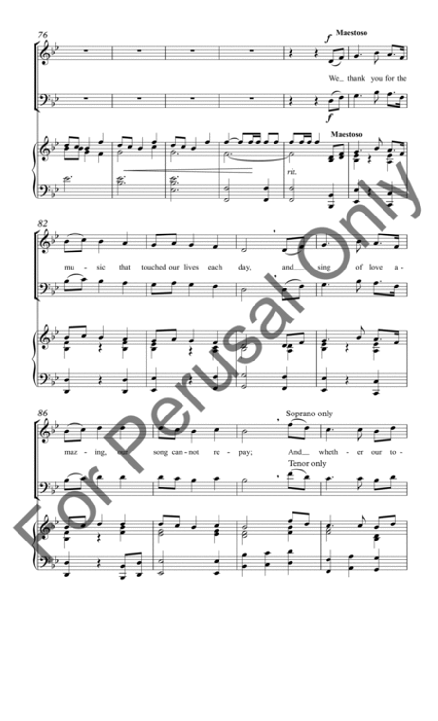 We Thank You for the Music (Choral Score) 4-Part scores gallery preview page 9