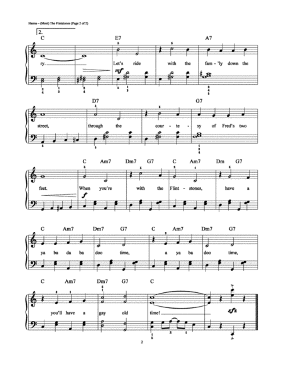 (Meet) The Flintstones (Meet) The Flintstones Easy Piano scores gallery preview page 2