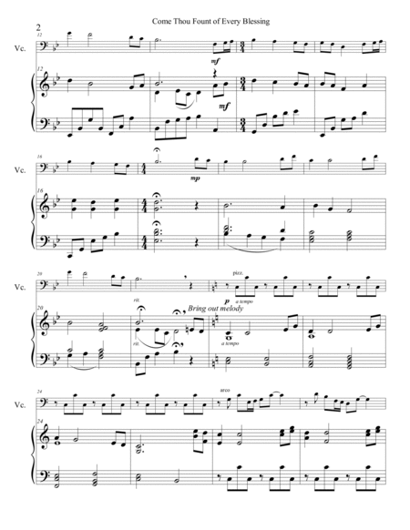 Come Thou Fount of Every Blessing cello solo with Piano image number null