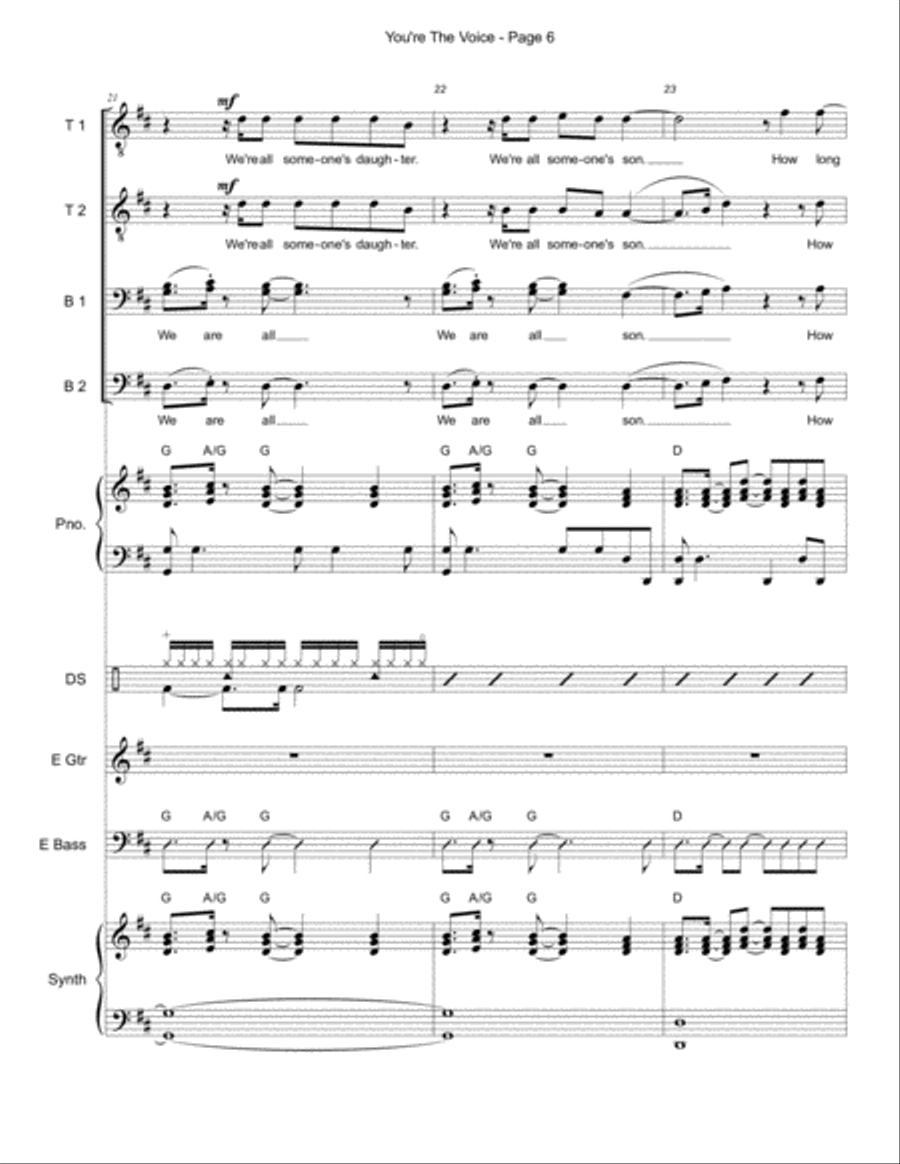 You're The Voice Bass Guitar scores gallery preview page 6