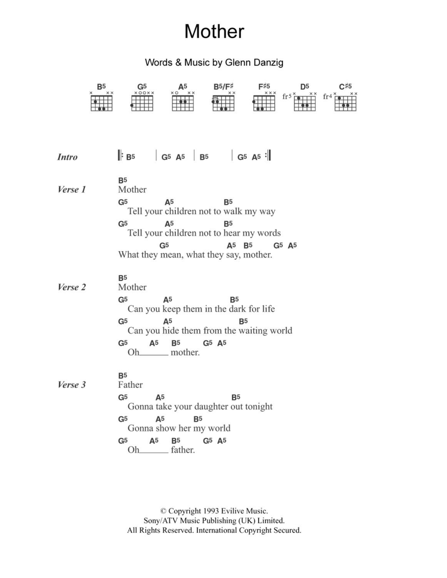 Mother Acoustic Guitar scores gallery preview page 1